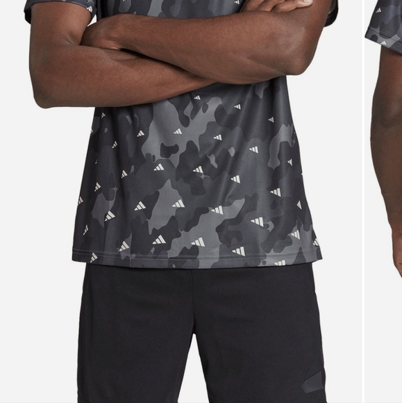 Adidas Black and Gray Short Sleeve Tee with Camouflage Print - Picture 7 of 11